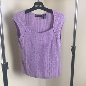 Lilac short sleeve beaded sweater.